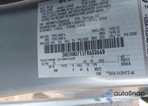 2007 Mercury Milan V6 из США, поврежденный, VIN 3MEHM07157R603668